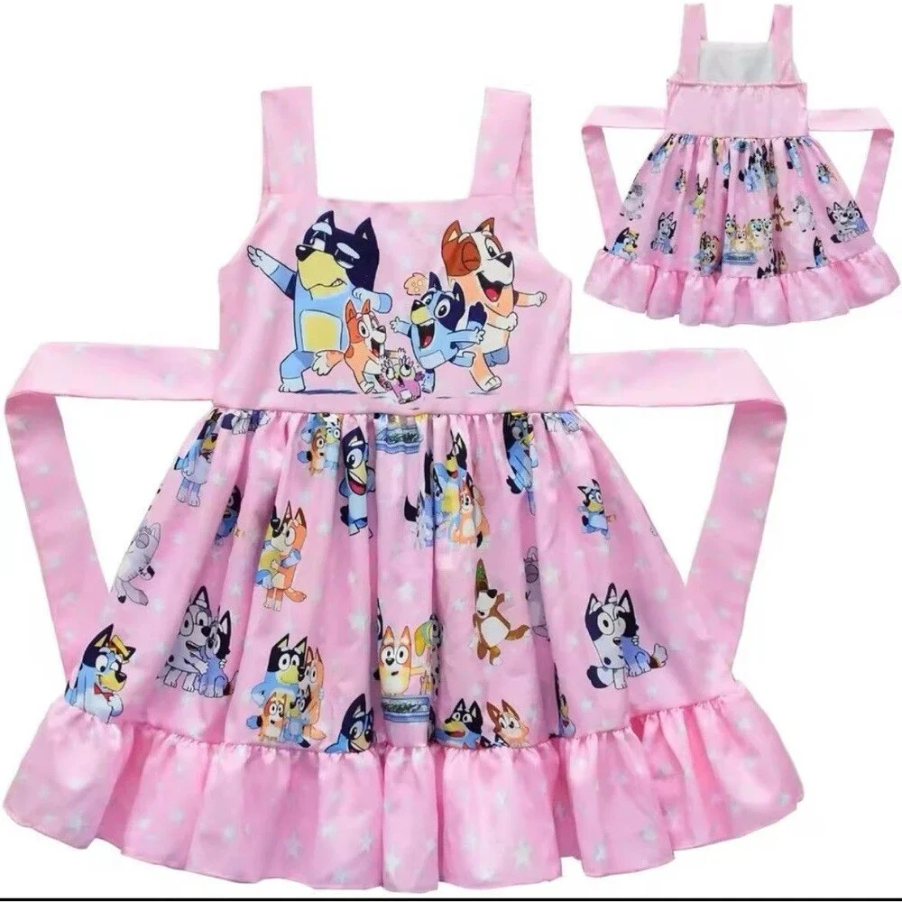Los Angeles Boutique Girls Pink Bluey Bingo Twirl Swing Dress Princess Party 5-6